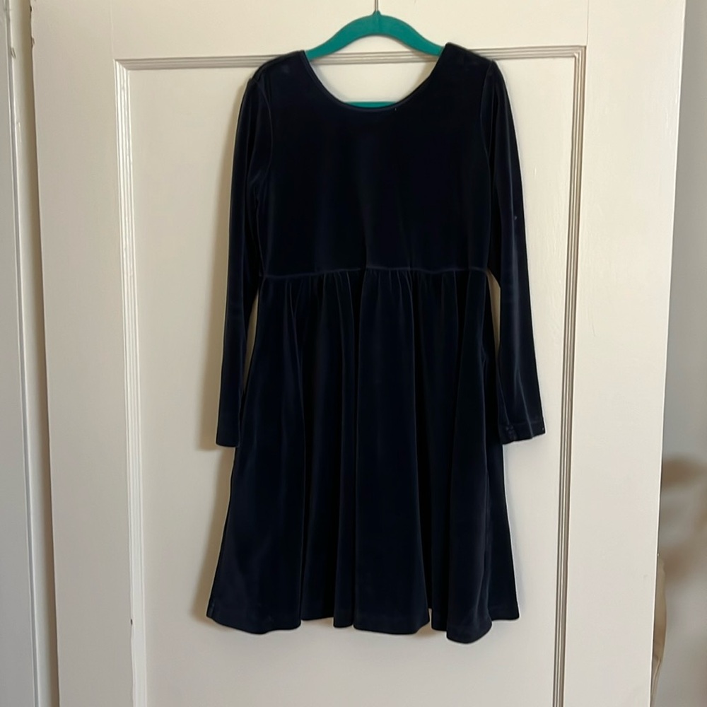 Navy blue velour girls dress Hannah Andersson size 6-7